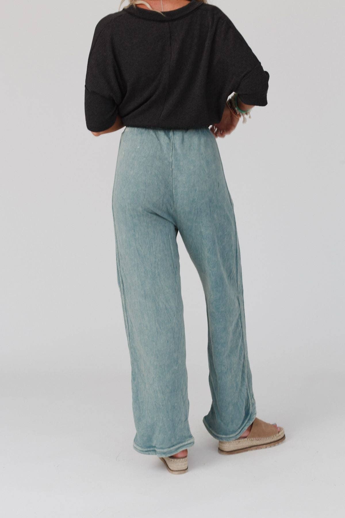 So Comfy Wide Leg Pants - New Teal - vibeboxshop