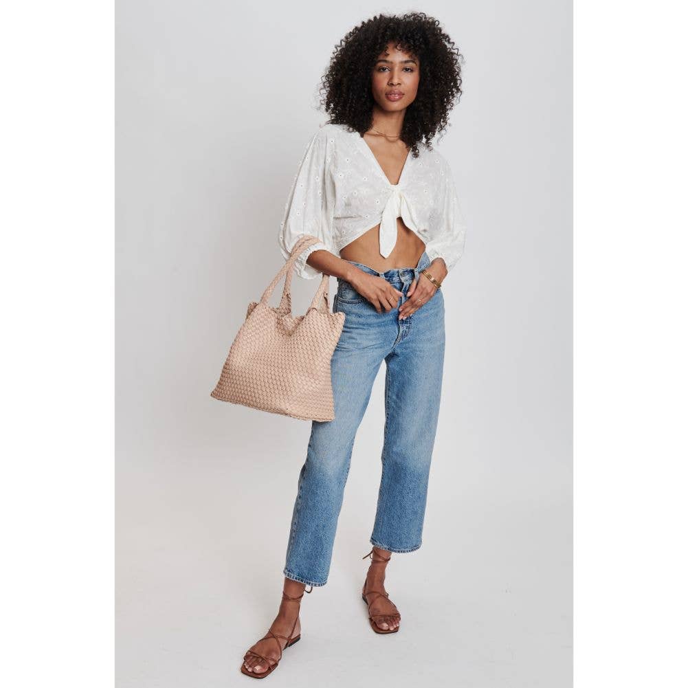 Solana Woven Vegan Leather Tote - vibeboxshop