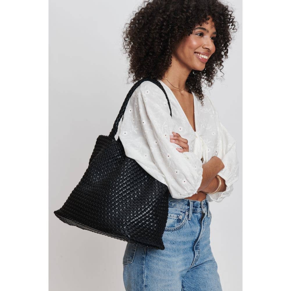 Solana Woven Vegan Leather Tote - vibeboxshop