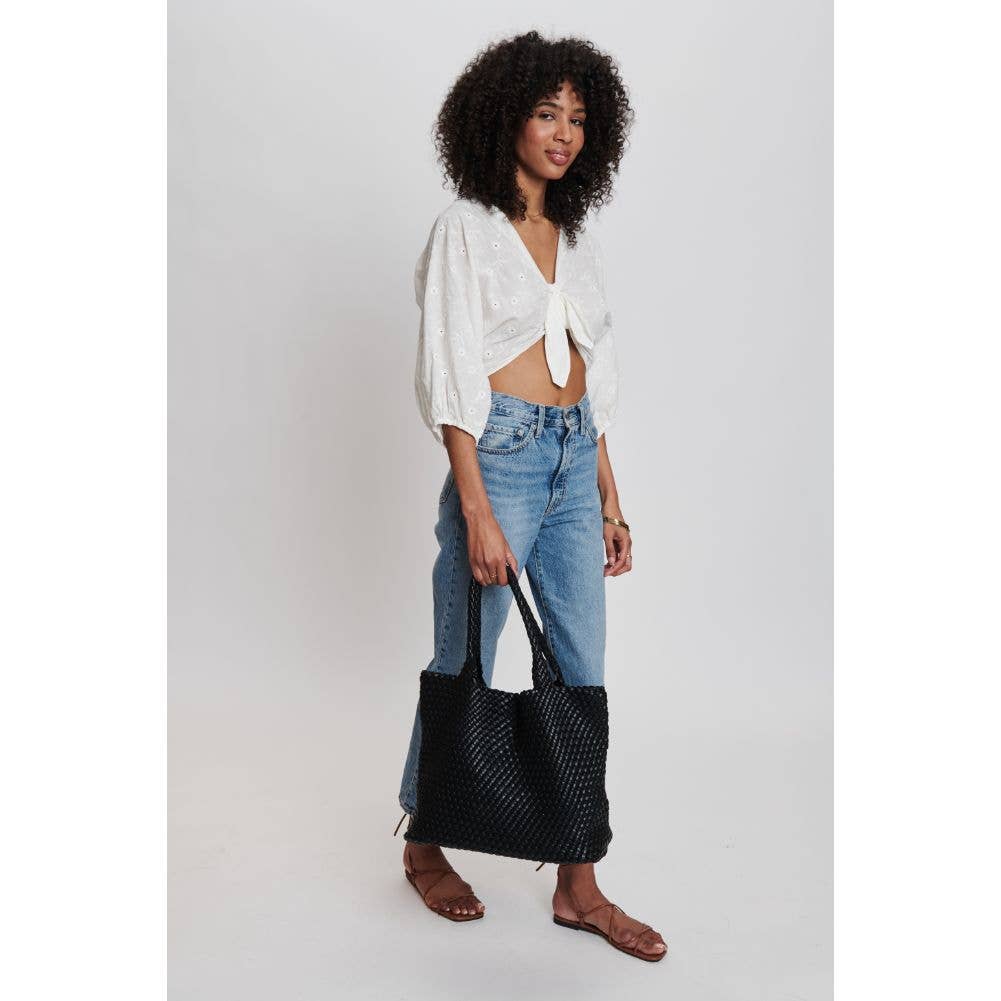 Solana Woven Vegan Leather Tote - vibeboxshop