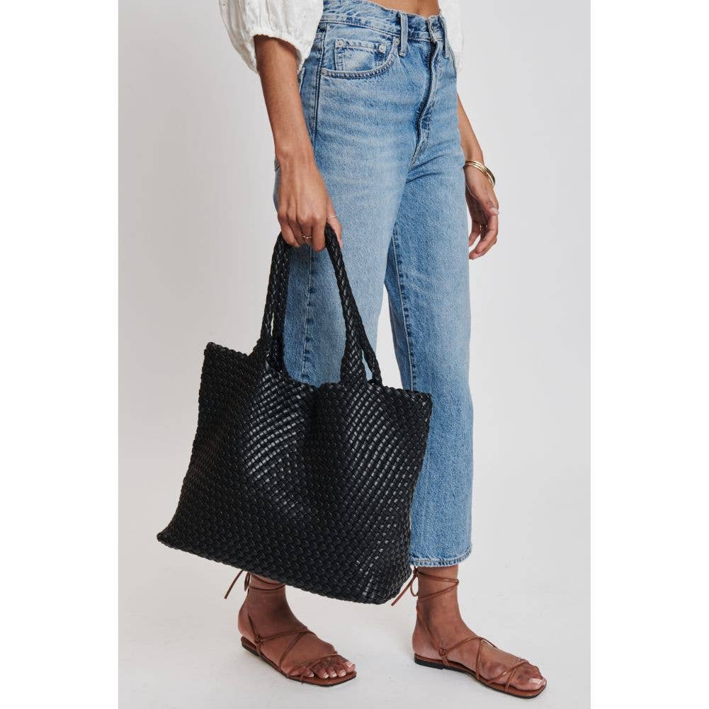 Solana Woven Vegan Leather Tote - vibeboxshop