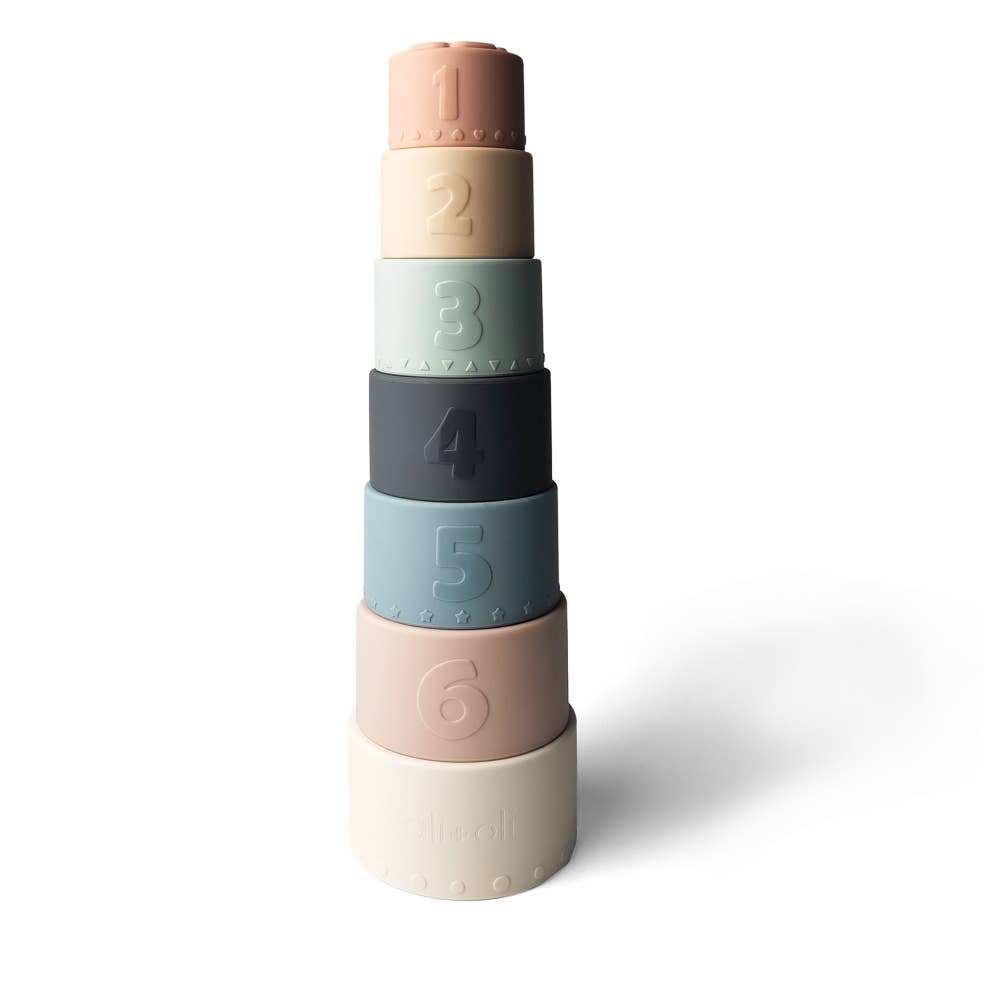Stacking Cups Toy Soft Silicone with Shapes Bath or Beach - vibeboxshop