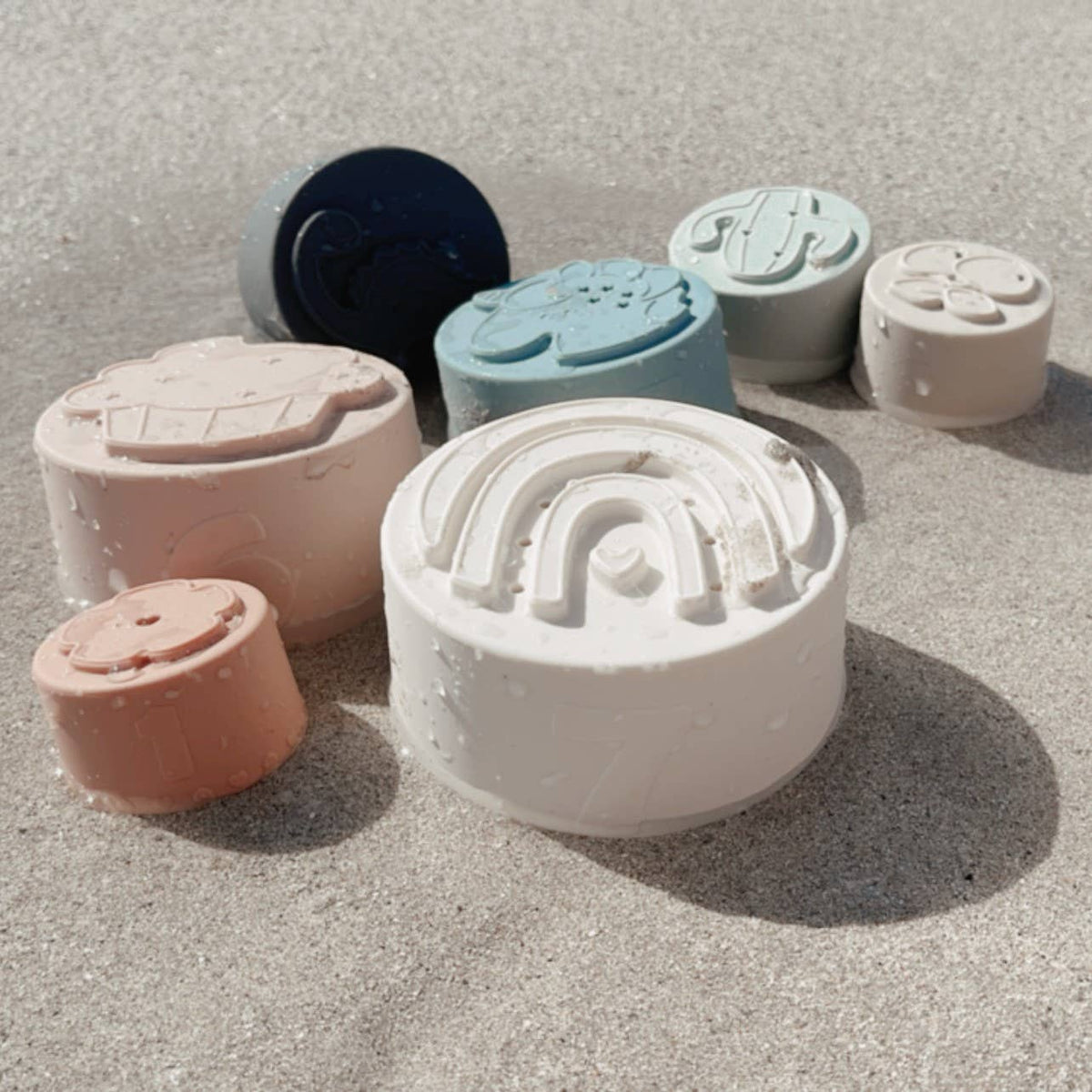 Stacking Cups Toy Soft Silicone with Shapes Bath or Beach - vibeboxshop