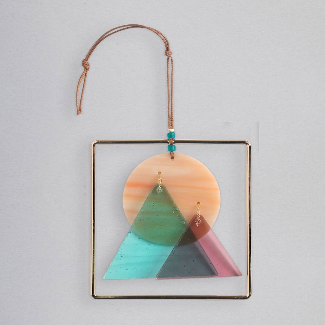 Stained Glass Light Catcher - Sunset Mountains - vibeboxshop