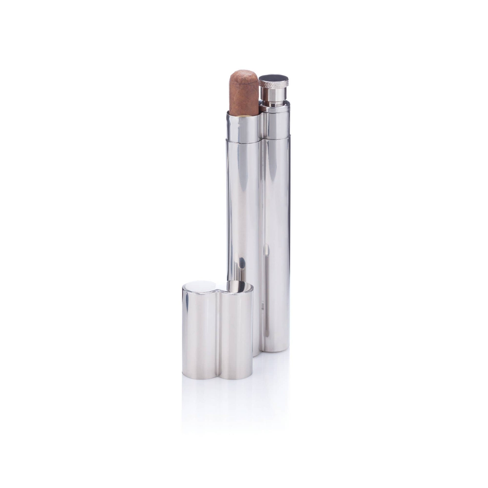 Stainless Steel Cigar Holder and Flask Combo - vibeboxshop