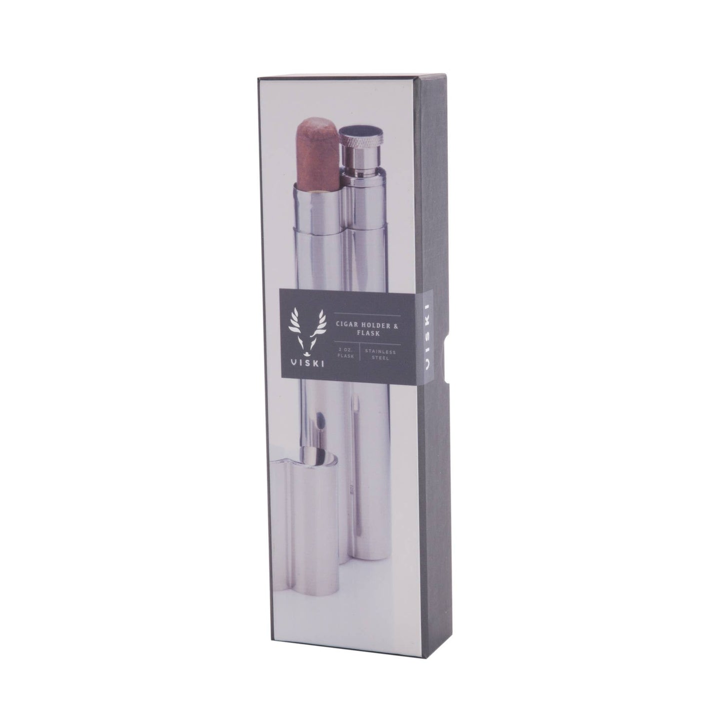 Stainless Steel Cigar Holder and Flask Combo - vibeboxshop