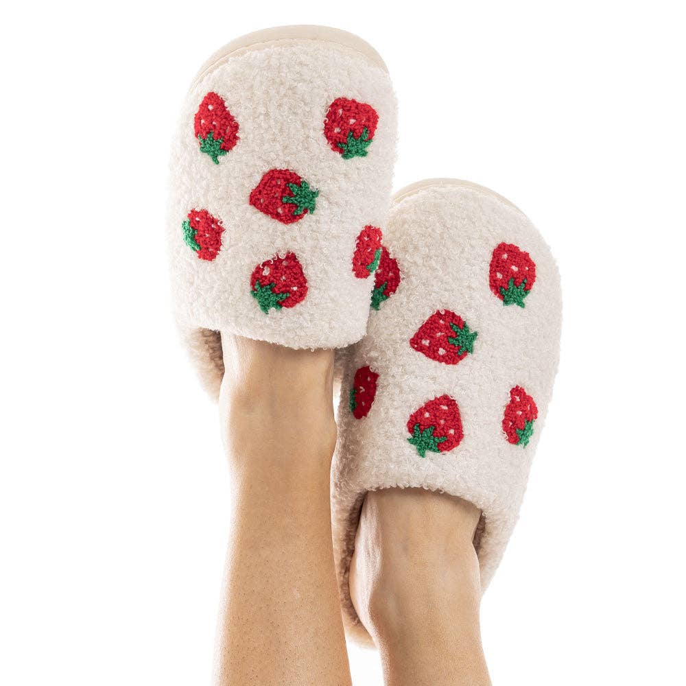 Strawberry Fuzzy Slippers - vibeboxshop
