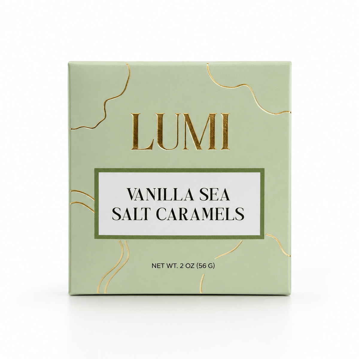Vanilla Sea Salt Caramels – Sage Green Box, 2 oz - vibeboxshop