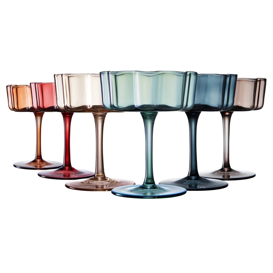 Vintage Wavy Glass Coupes - vibeboxshop