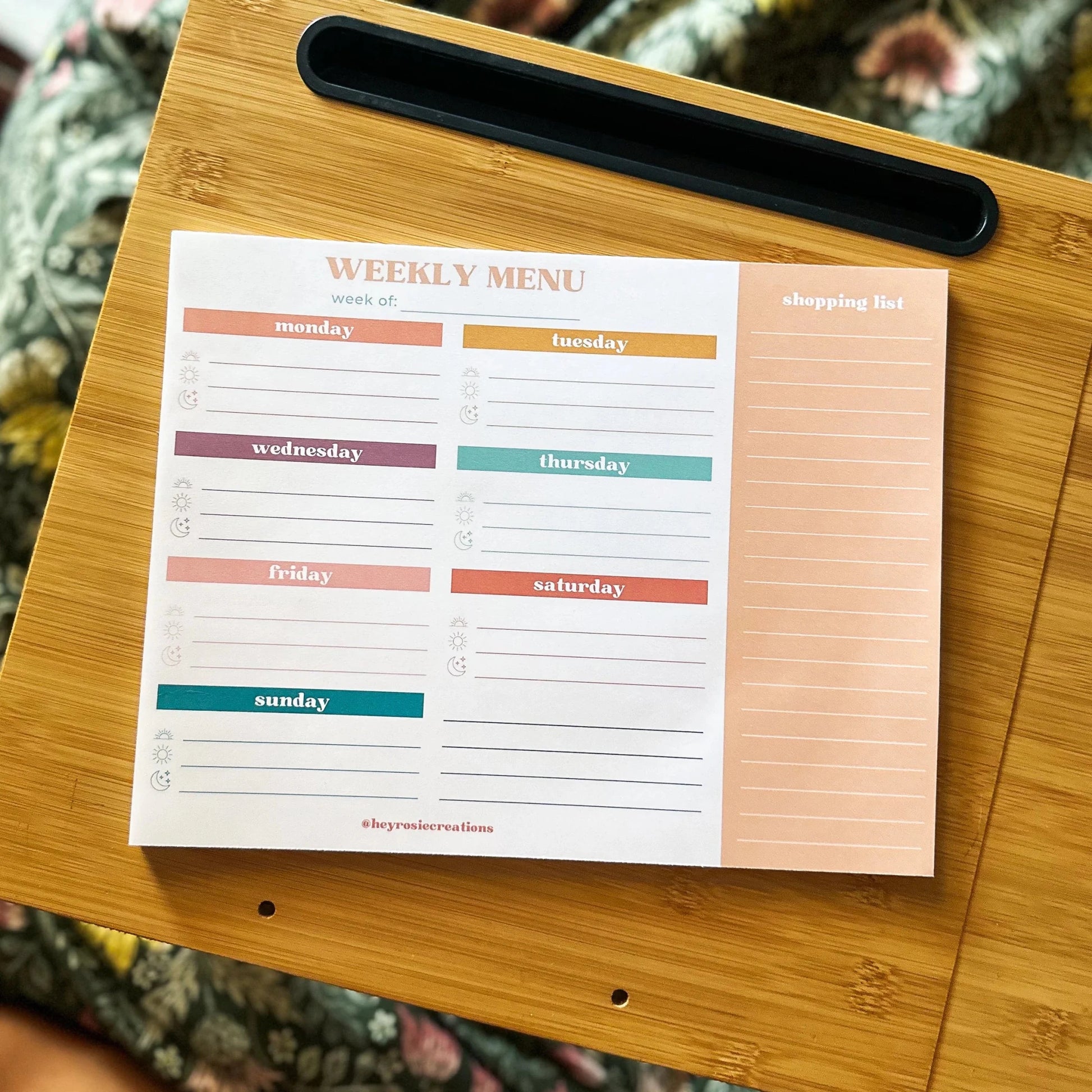 Weekly Menu Notepad - vibeboxshop