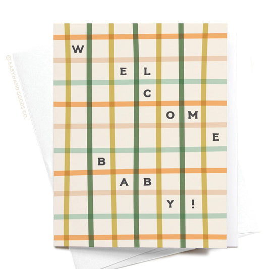 Welcome Baby Gingham Greeting Card - vibeboxshop