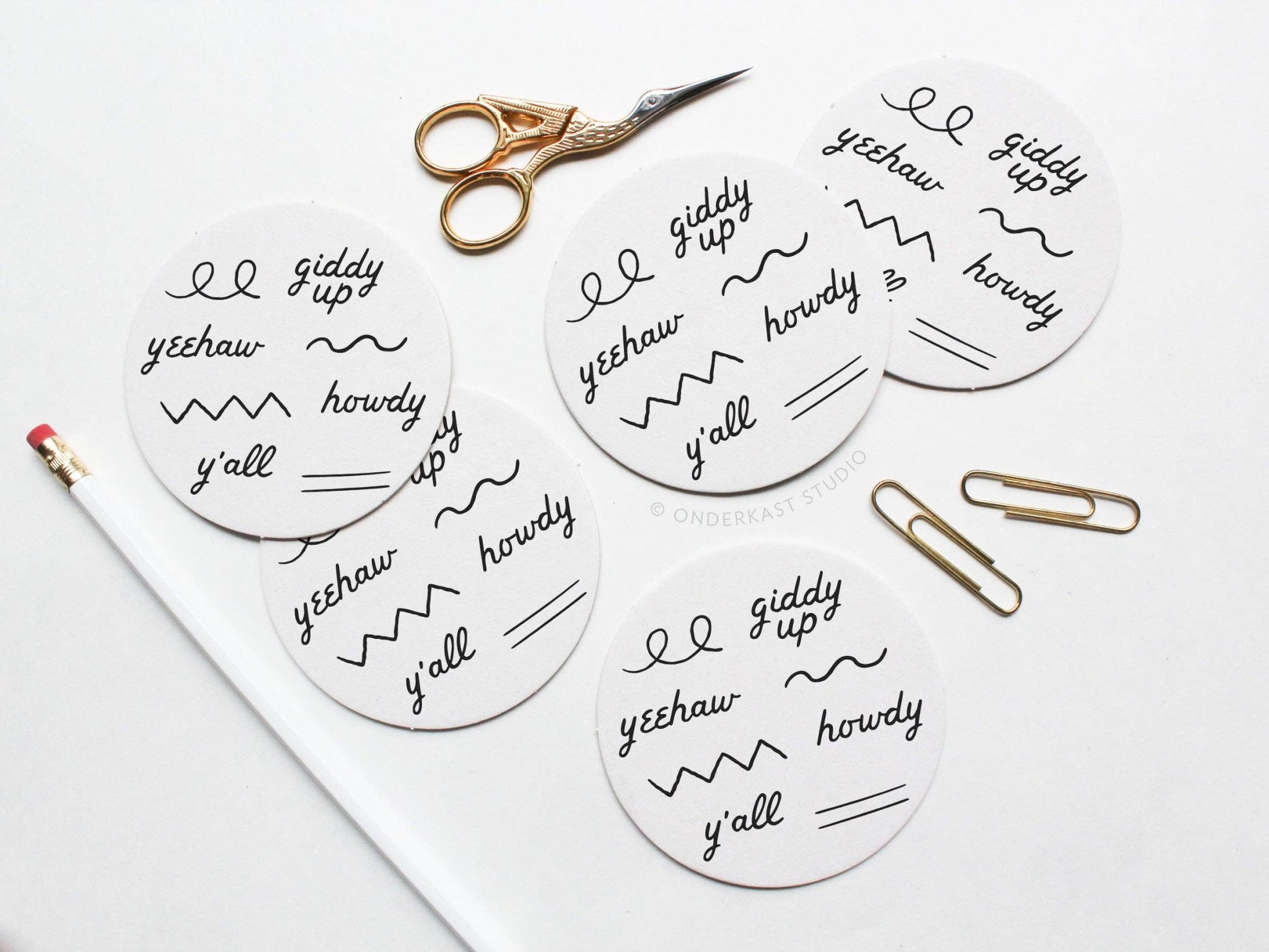 Western Words Letterpress Coaster Set - vibeboxshop