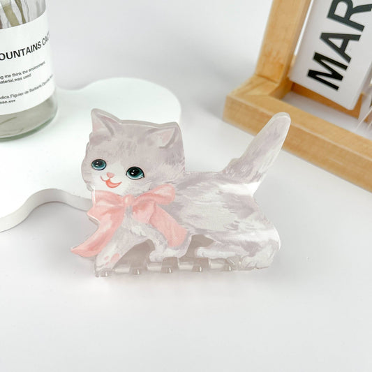 White Kitty Hair Clip - vibeboxshop