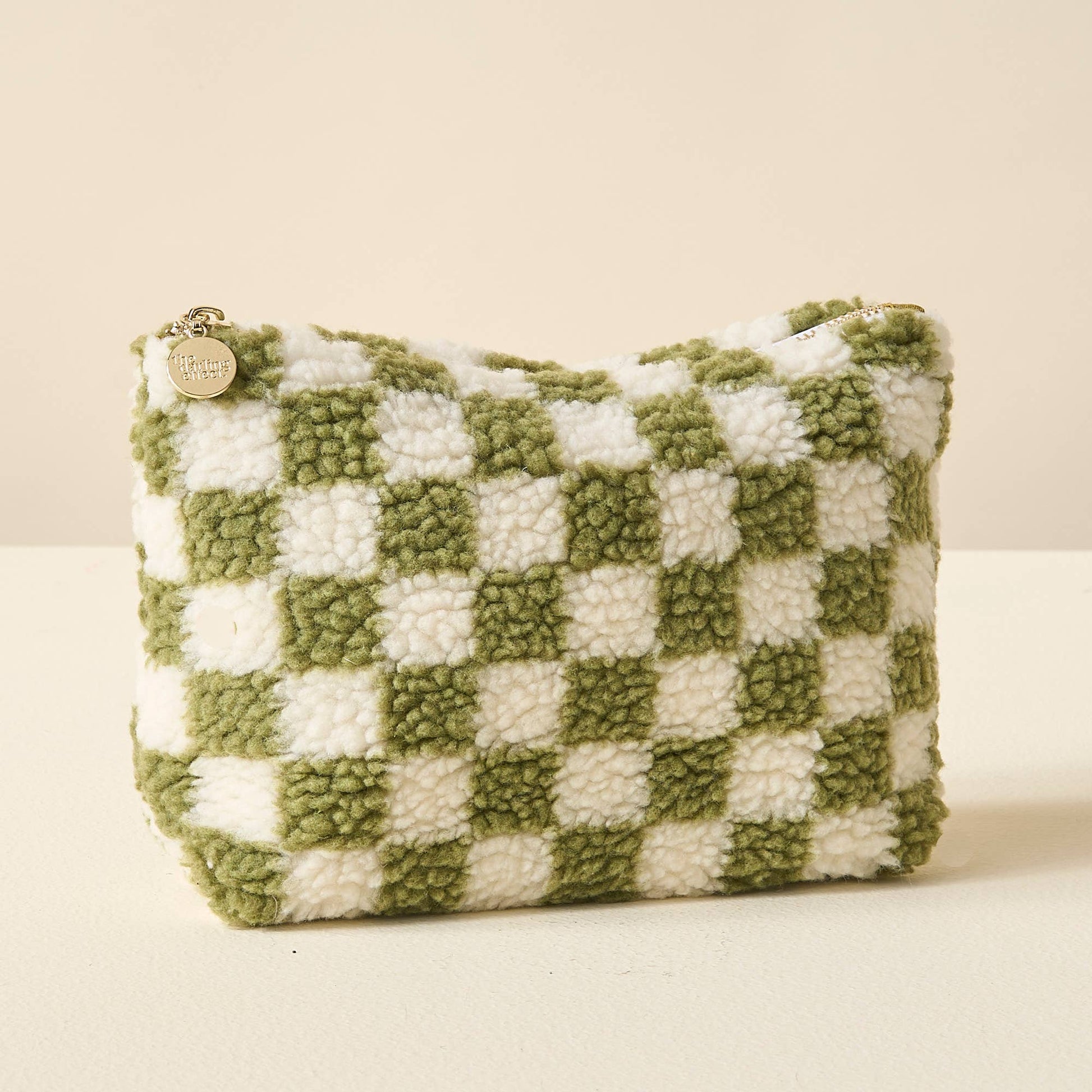 Green Checkered Teddy Pouch - vibeboxshop